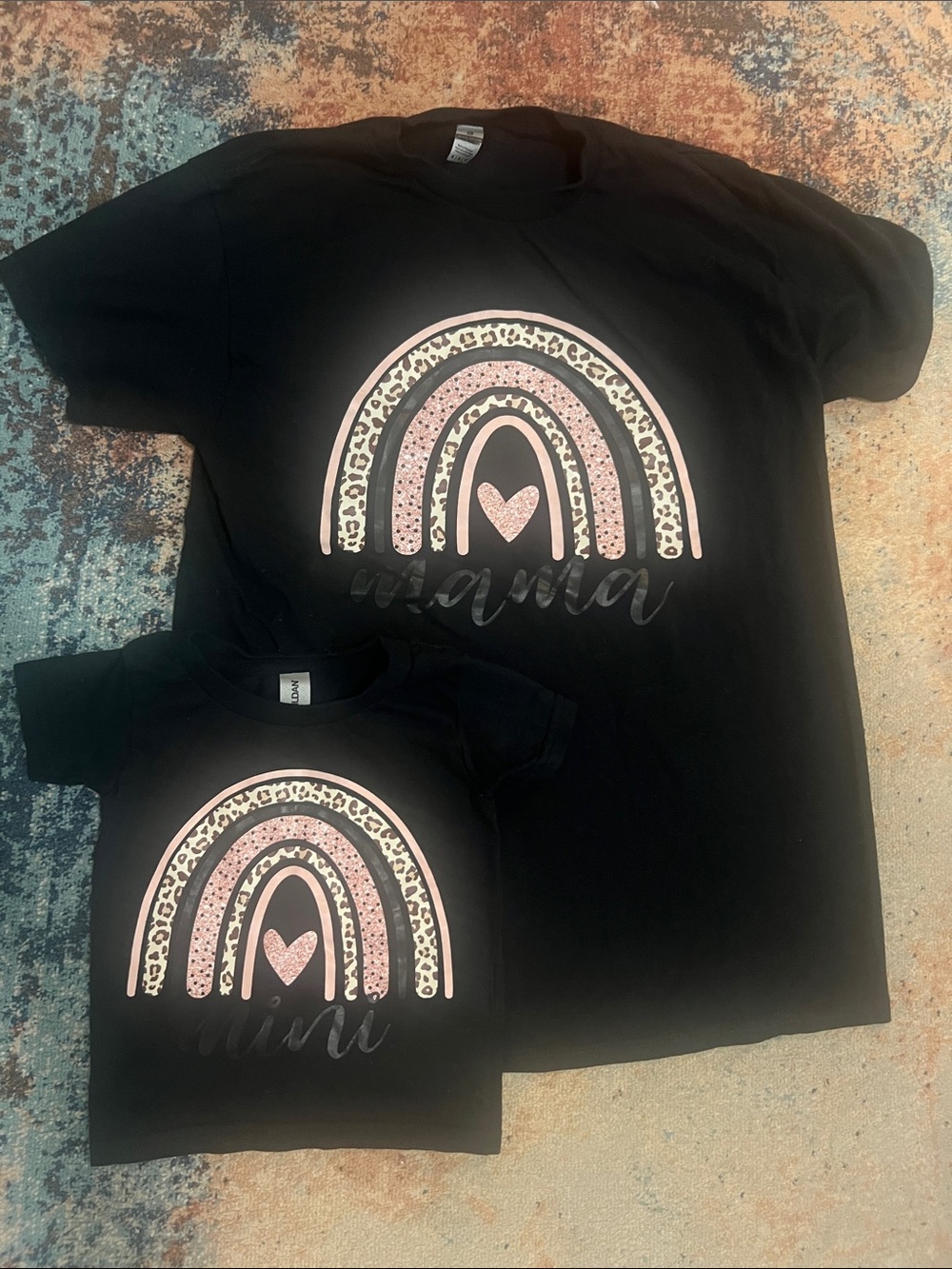 Gildan W-medium G-2T matching black t-shirt set - Mommy and Me